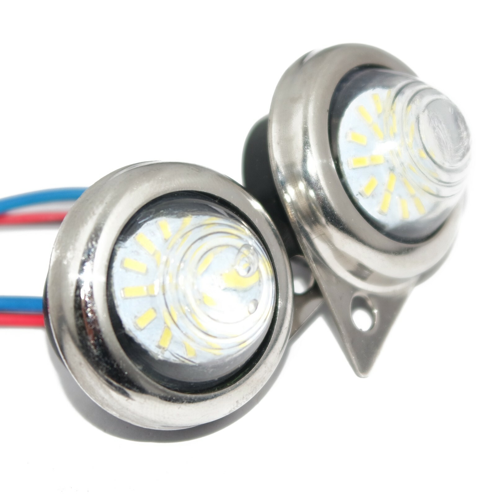 Fits Royal Enfield Classic Electra White LED Light Pilot Lamp Set+Chrome Rim  