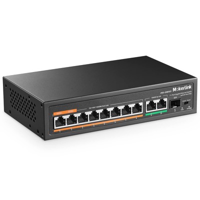 MokerLink 11 Port Gigabit PoE Switch with 8 PoE+ Port, 2 Gigabit Uplink, 1 SF...