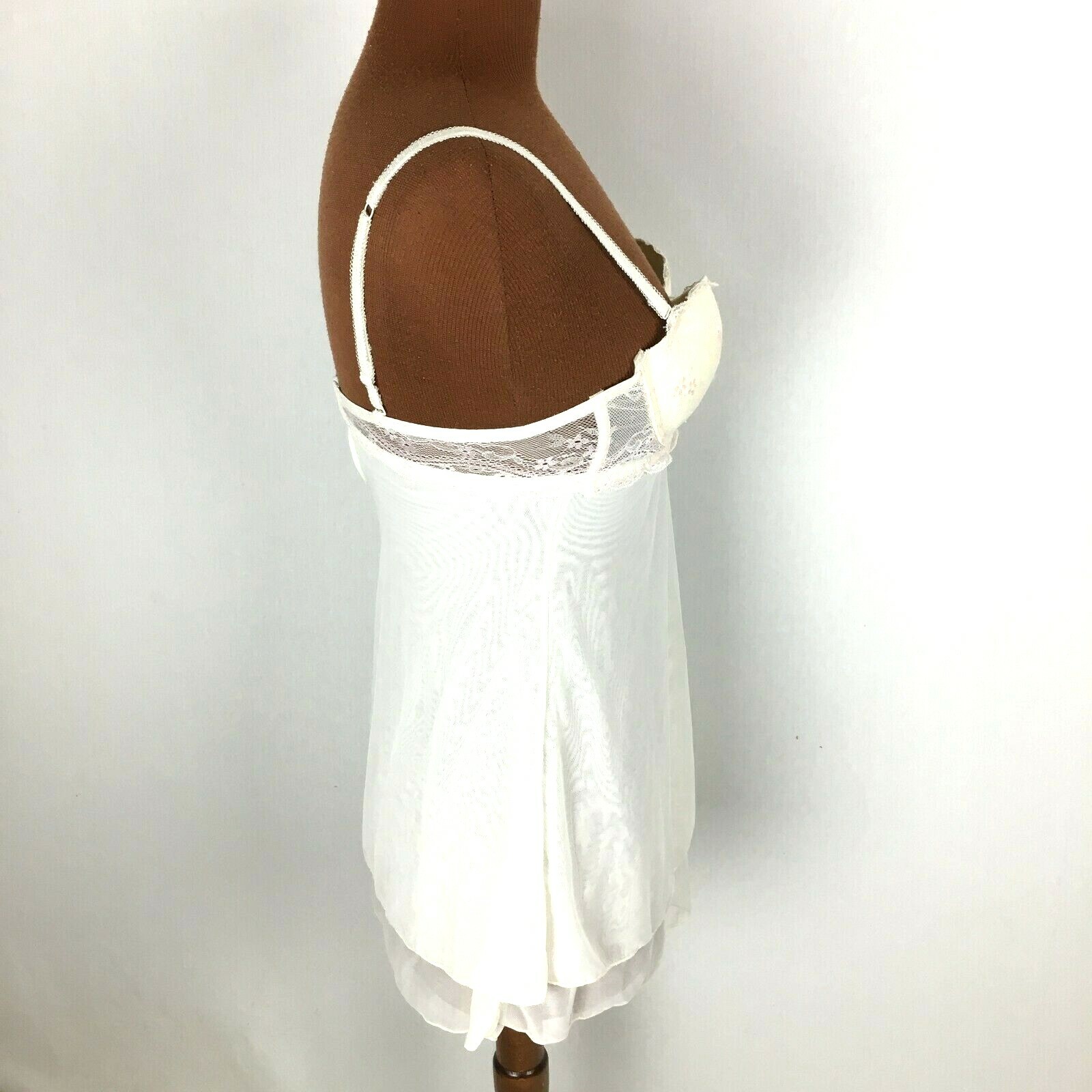 Sophie b Womens Teddie Medium M White Ivory Cami Lace Padded Underwire Kyehole