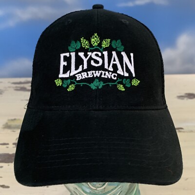 ELYSIAN BREWING - Black Strapback Adjustable Mesh Trucker Beer Hat Cap