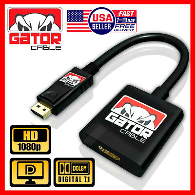 Display Port to HDMI Cable DP Adapter Converter Audio Video PC HDTV 1080P 60Hz