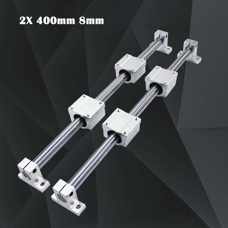 2X 400mm 8mm Linear Linearführung Welle + 4X SBR20UU Linearwagen Gleitschiene