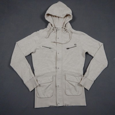 Element Jacket Womens Large Cream Removable Hood Zip And Button Front
