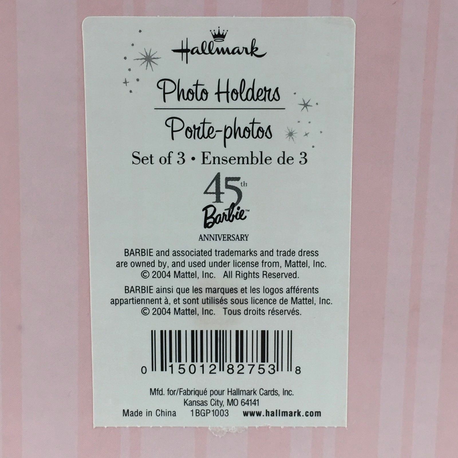 45TH ANNIVERSARY BARBIE PHOTO HOLDERS (SET OF 3) - HALLMARK - 2004