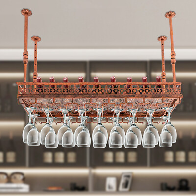 Ceiling Mounted Wine Glass Rack Hanging Wine Rack 35.43''*13.78'' Bar Wine Rack