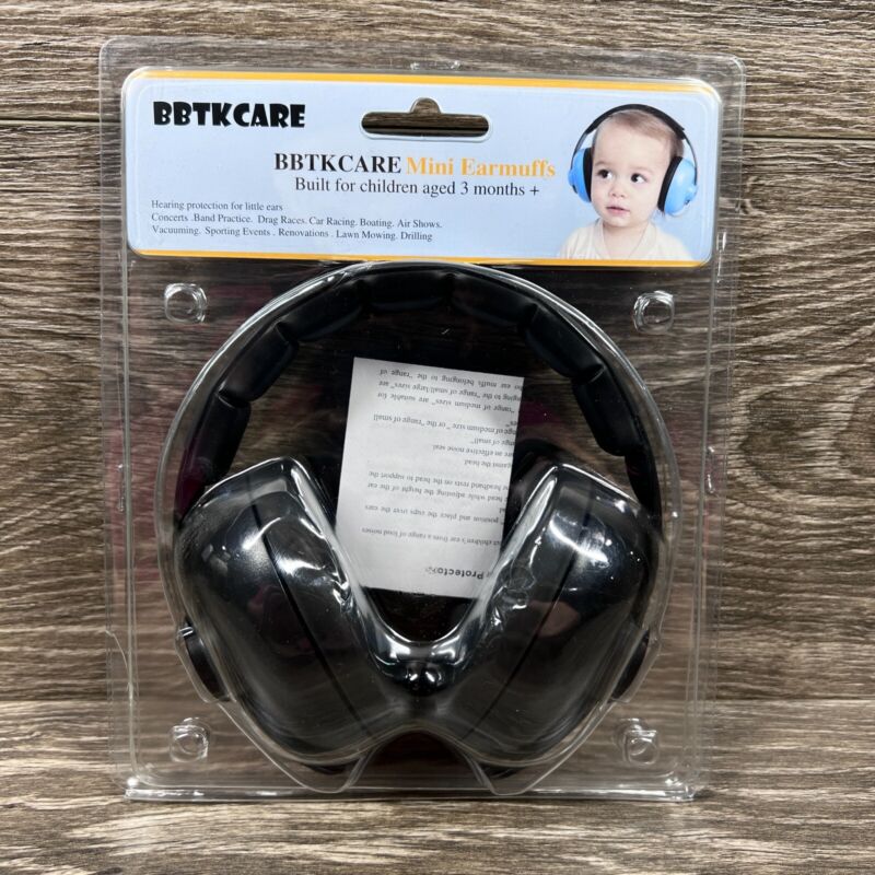 BBTKCARE Mini Earmuffs Hearing Protection Noise Reduction 3 Months-2 Years (BLK)