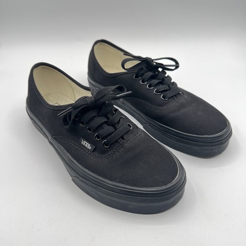 靴 VANS Authentic Black Leather US9 Mens Vans Authentic Leather Black/Black Lace Up Shoes | eBay