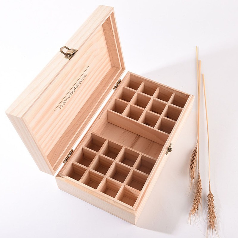 Essential Oil Storage Case Wooden Box 25 Slots Aromatherapy Organizer Holder