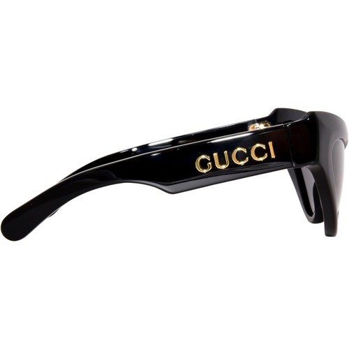 Pre-owned Gucci Women's Sunglasses Black Plastic Cat Eye Shape Frame Grey Lens Gg1294s 001 In Gray