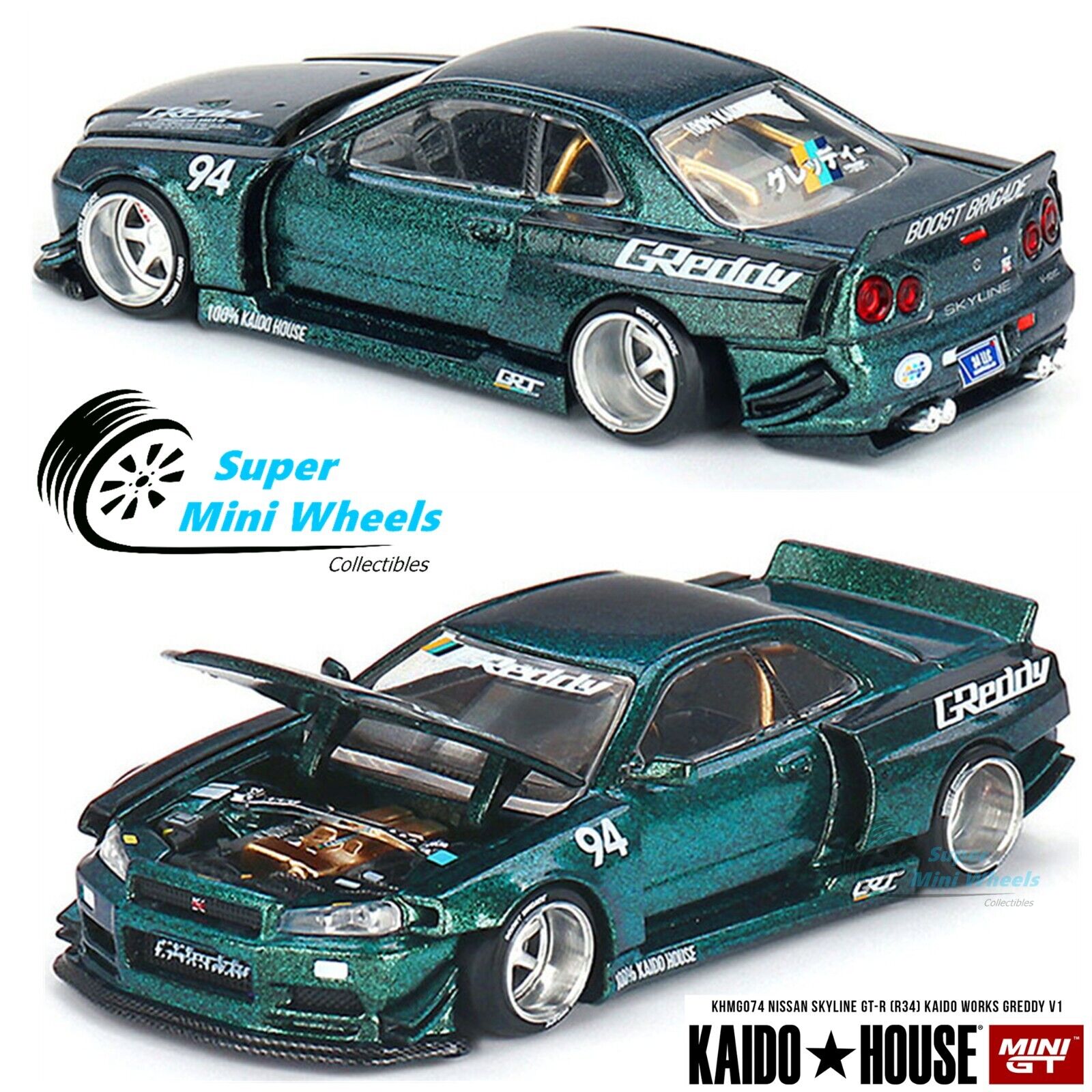 Mini GT x Kaido House 1:64 Nissan Skyline GT-R R34 Kaido Mini GT x Kaido House 1:64 Nissan Skyline GT-R R34 Kaido