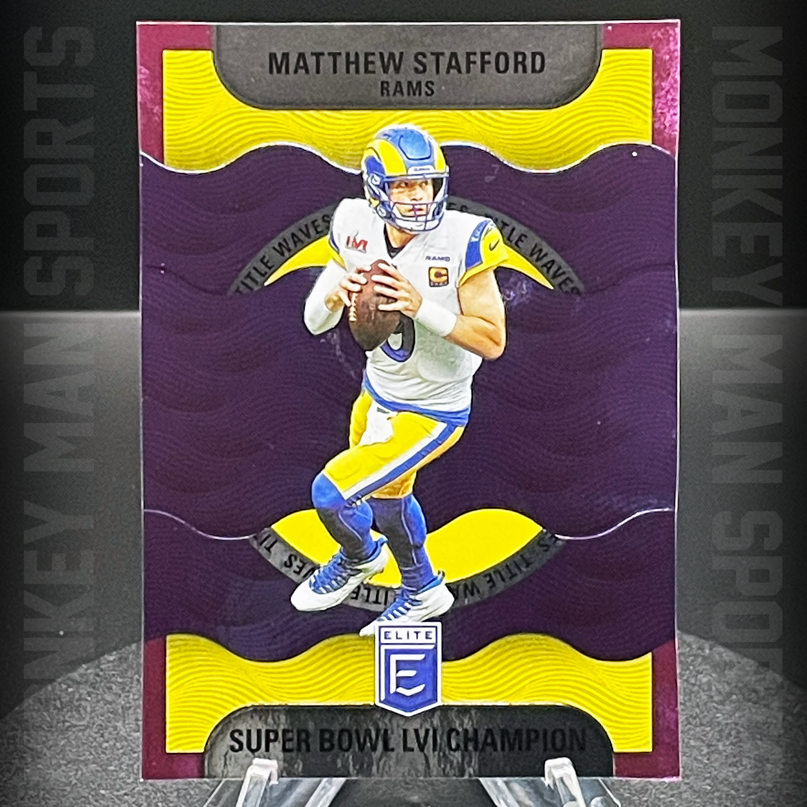 2022 Elite Football - Matthew Stafford #/75 - TITLE WAVES SUPERBOWL CHAMP RAMS