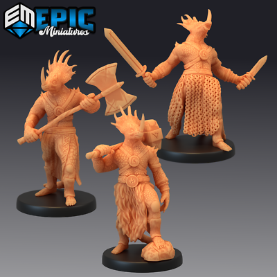 DINOSAUR TRIBE WARRIOR, Dungeons and Dragons Miniatures, D&D, Epic Miniatures
