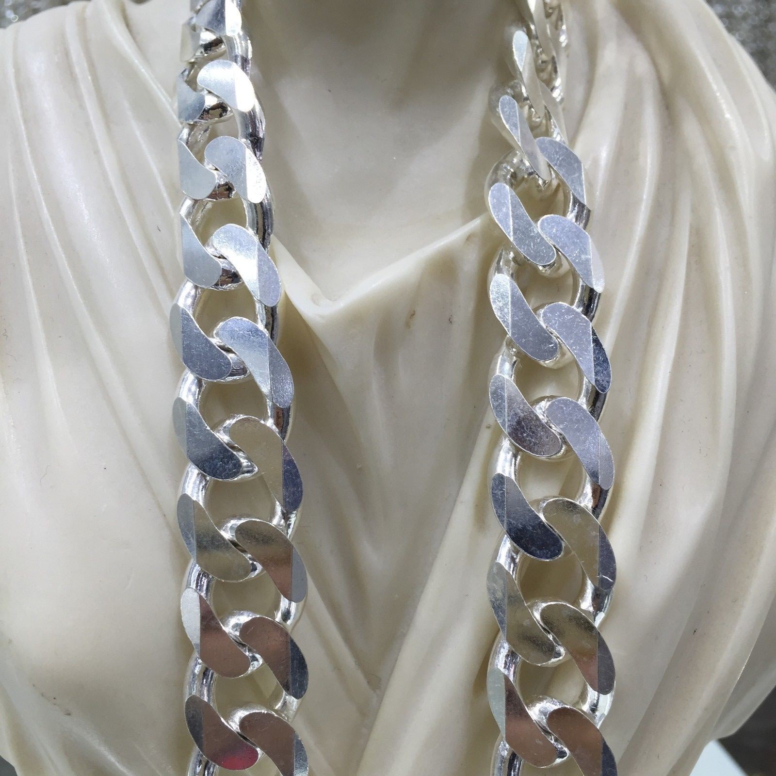 Pre-owned Handmade Men Miami Cuban Link Chain 11mm 118gr 24 Inch Solid 925 Sterling Silver