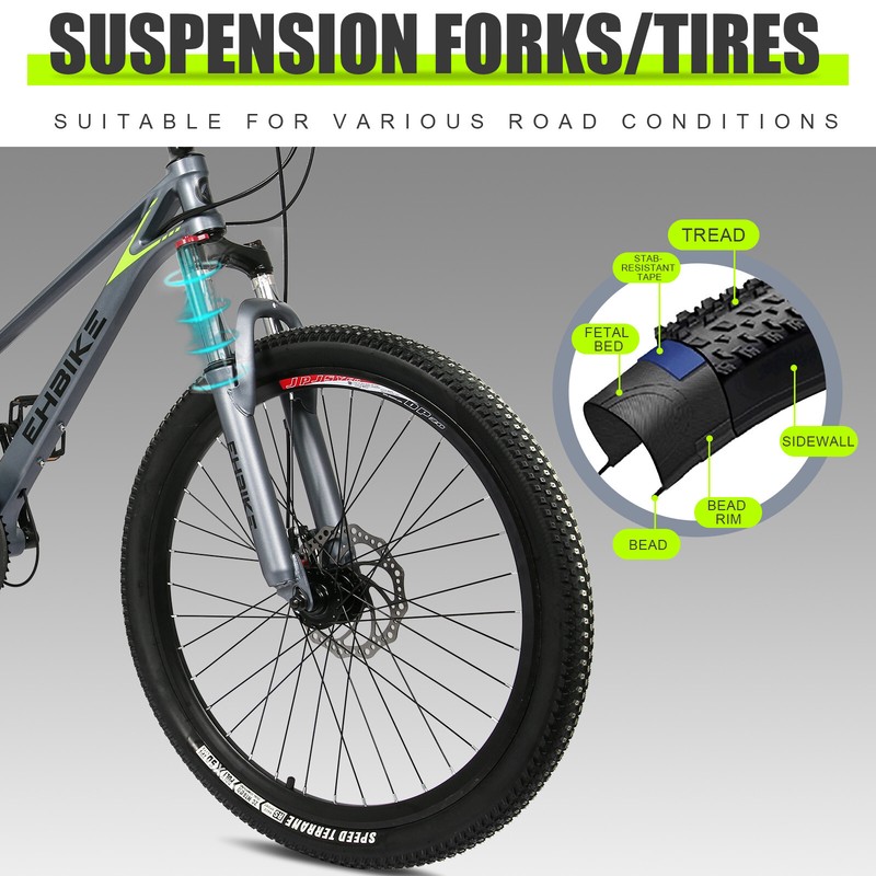 24inch 4"W Fat Tire Mountain Bike 21-Speed High-Tensile Steel Frame MTB Bicycle