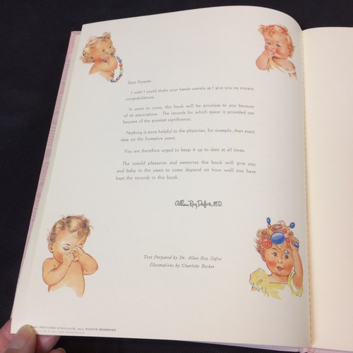 Vtg Baby Book Pink Through Baby's First Years Dr. Dafoe 1942 Scapbook Record USA