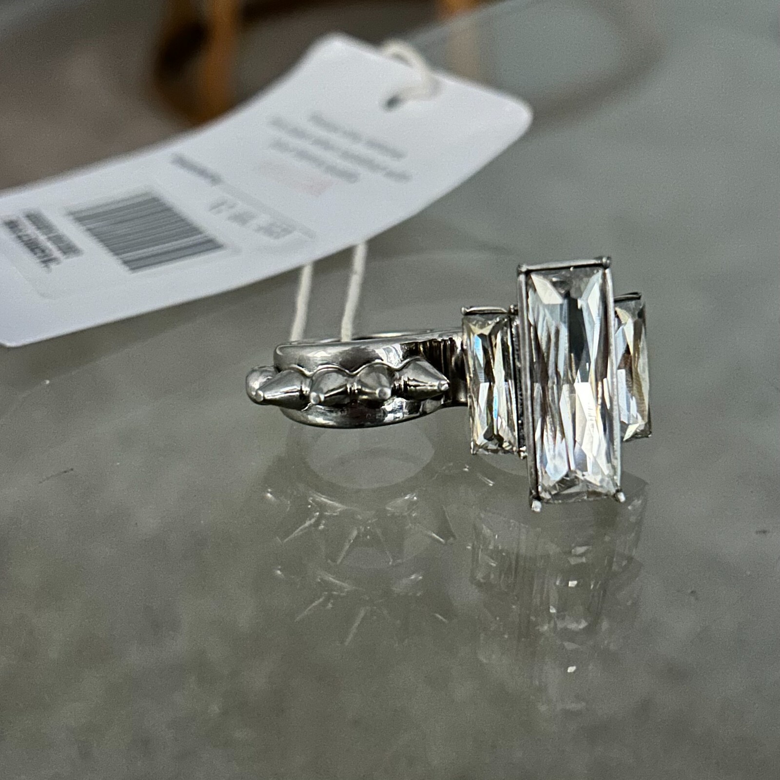 ALEXANDER McQueen リング NEW Alexander McQueen x Swavorski Crystal Two Finger Silver