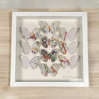 IKEA Olunda 3D Butterfly Picture Box Frame Signed Philip Sheffield Wall ART EUC