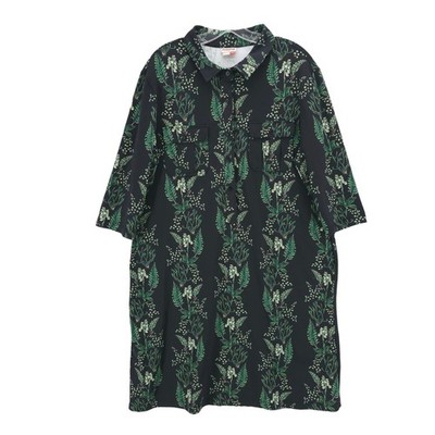 PERSIFOR Winpenny Shirt Dress Black Green Floral Stretch MADE IN USA Size XXL