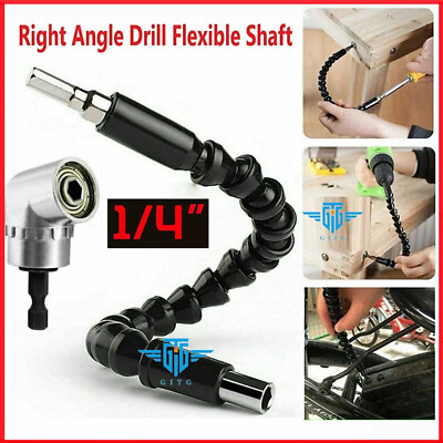 Right Angle Drill Adapter Flexible Shaft Extension Bits & Screwdriver Hold 1/4'' 