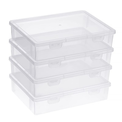 BTSKY Clear Plastic Storage Box with Flap Lid, Multipurpose Craft Organizers ...