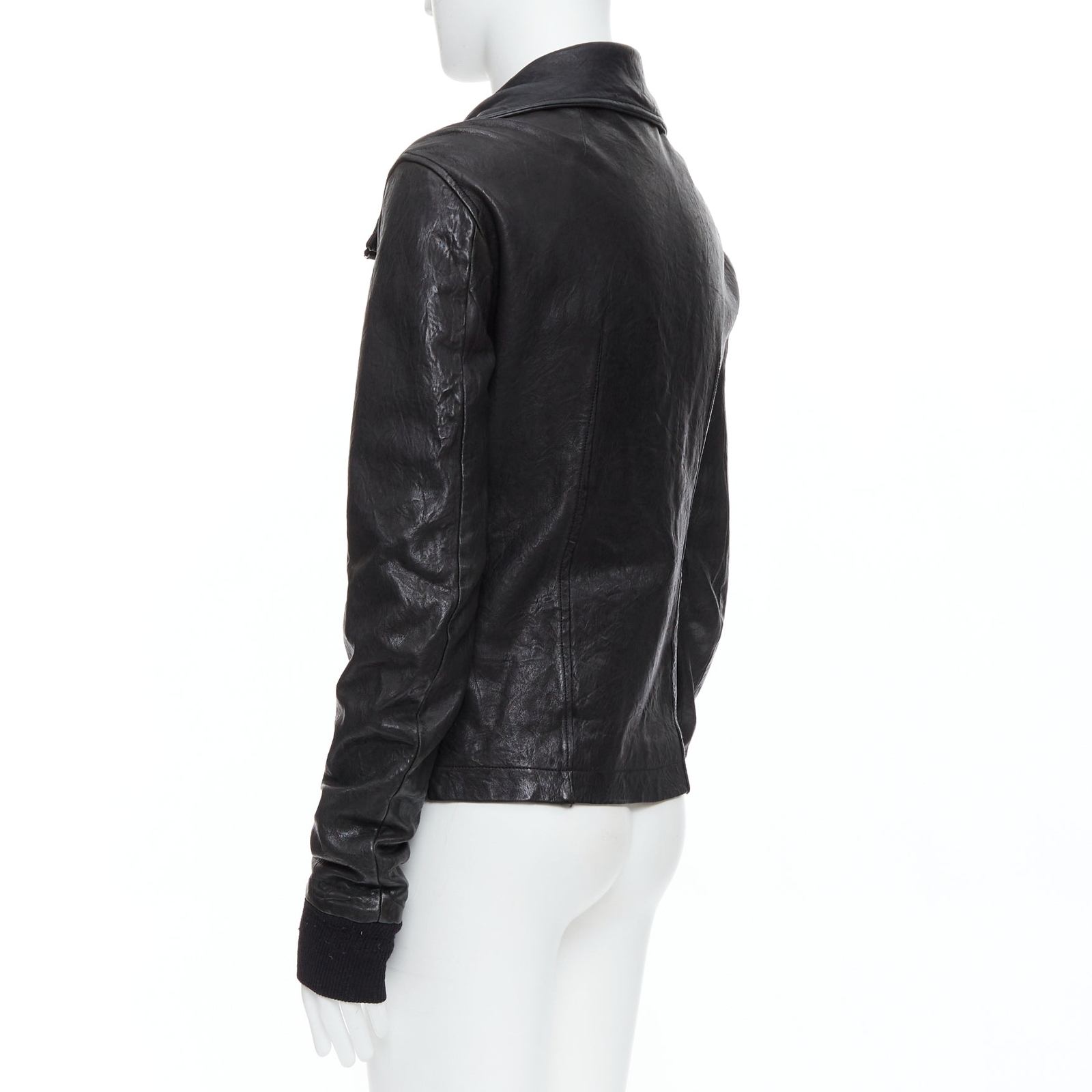 RICK OWENS black lambskin leather Olmar Mirta zip motorcycle RICK OWENS black lambskin leather Olmar Mirta zip motorcycle
