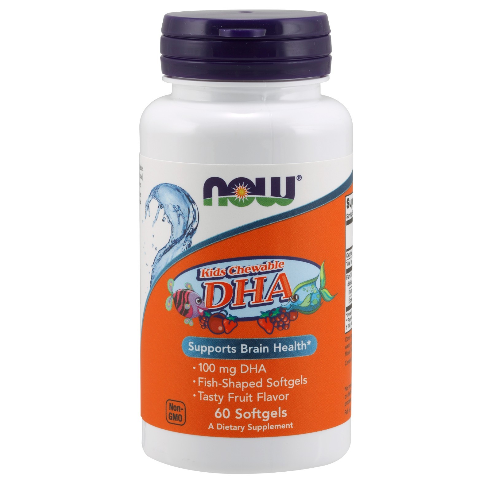 NOW Foods Детские жевательные таблетки с ДГК, 100 мг, 60 мягких желатиновых капсул