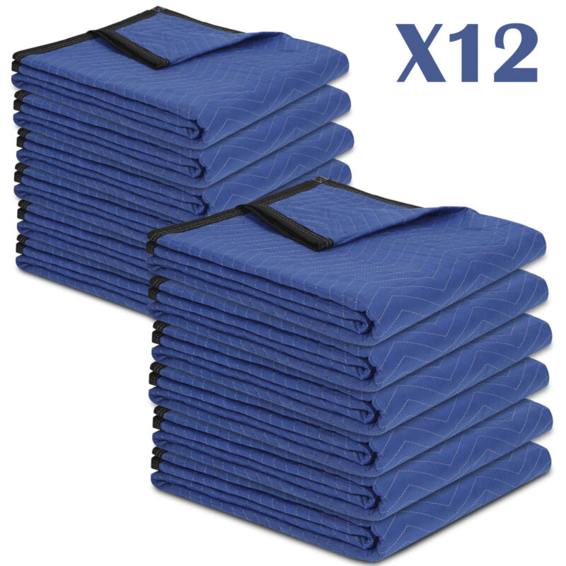 Moving Blankets Set of 12 - 72" x 80" Performance Heavy Duty Professional