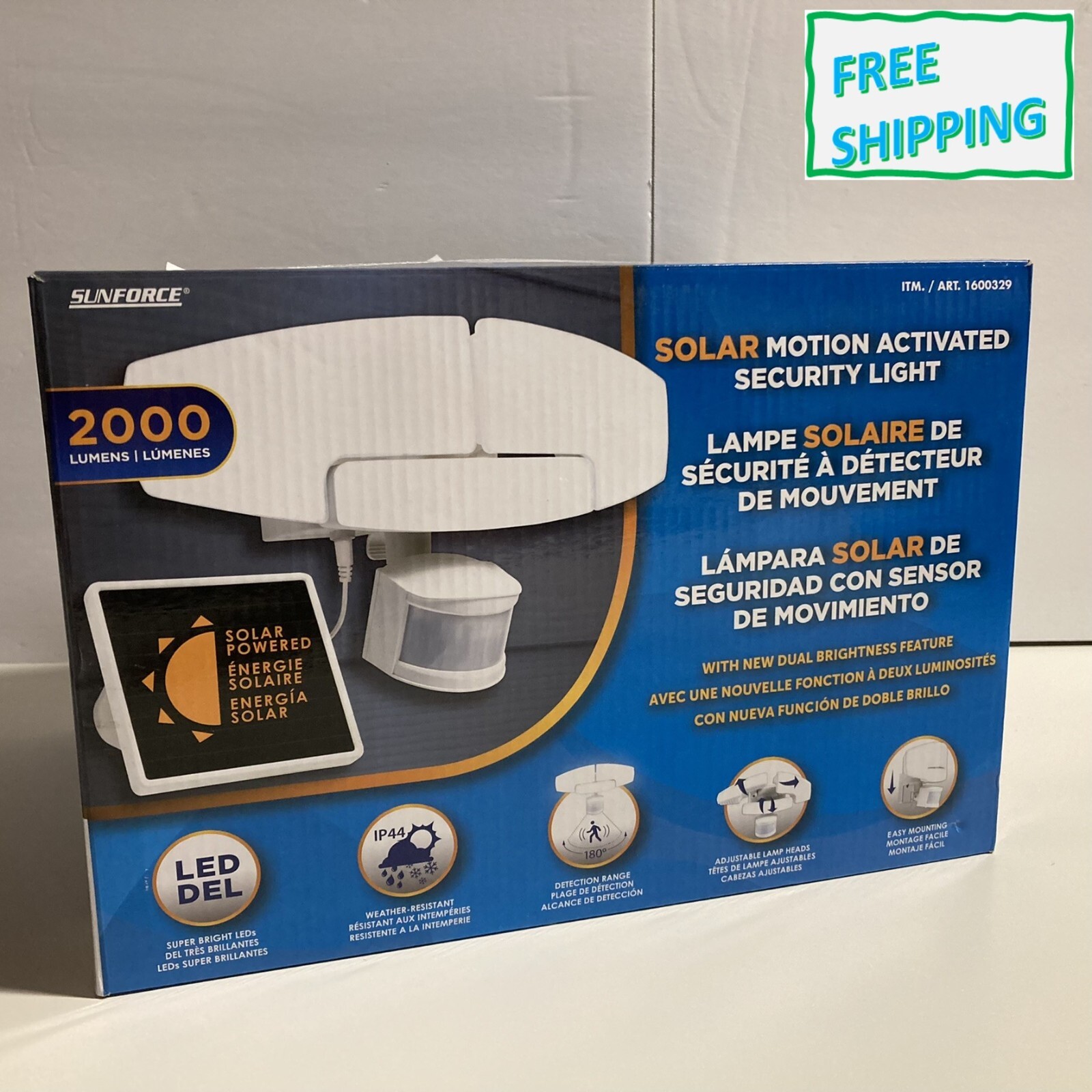 SunForce Solar Motion Activated Security Light LED 2000 Lumen white 180deg