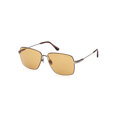 Pre-owned Tom Ford Sunglasses Men Silver Brown Crystal Yellow Square Ft0994 08e Pierre-02