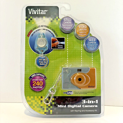 Vivitar 3 in 1 Mini Digital Camera W/Accessories Bonus Keyring Flashlight SEALED