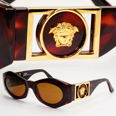 Gianni Versace Sunglasses 1996 Vintage Gold Brown Biggie MOD