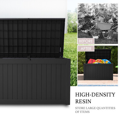 230 Gallon Deck Box Storage Outdoor Garden Patio Chest Organizer Furniture Black