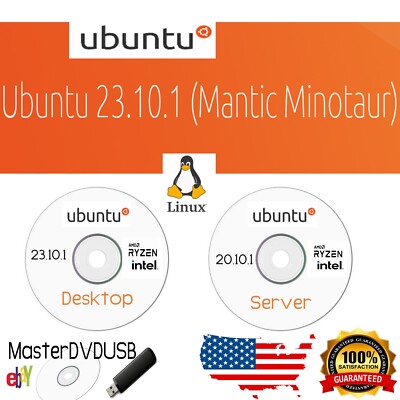 Ubuntu 23.10.1 Desktop and Server DVD Set - High-Quality DVD | FAST SHIPPING USA