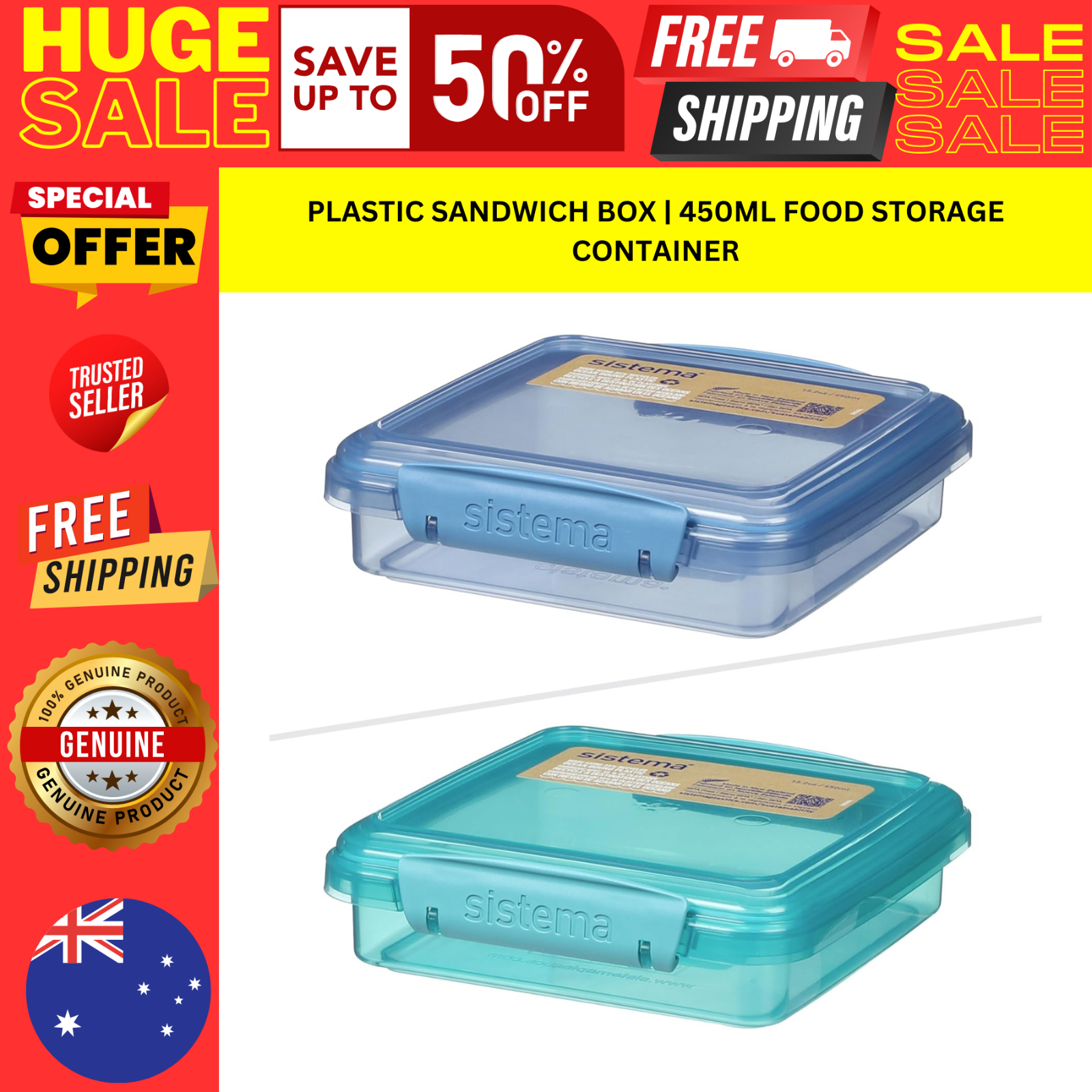 Sistema Lunchbox Mit Besteck – 1,2 Liter, BPA-frei, Aus Recyceltem Ozean-Plastik, Blau/grün