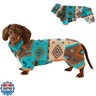 Whalemire Dog Pajamas for Dachshund,Boho Flannel 4-Leg Warm Winter Jumpsuit, Soft Fleece Dog Onesie for Small and Medium Dogs, Cozy Full Body Outfit for Wiener Dog (Blue, XS(4-7lbs))