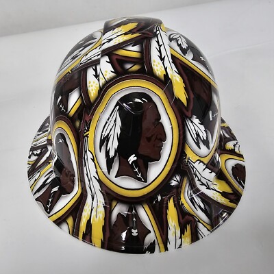 full brim hard hat custom hydro dipped IN OLD SCHOOL WASHINGTON REDSKINS RETRO