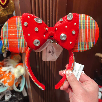 Disney 2024 authentic red crystal Minnie mouse ear headband disneyland exclusive