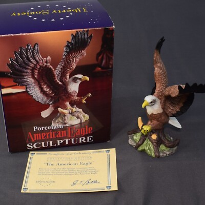 Vintage The American Eagle Liberty Society Bisque Porcelain Ceramic Statue 5.5''