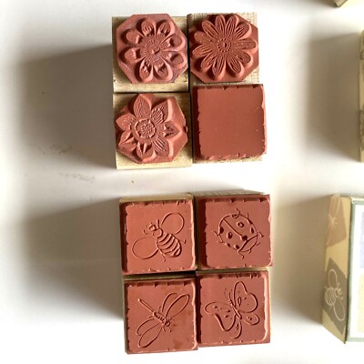 NEW- LITTLE BUGS & FLOWER SHADOWS -Boxes of 4 Stamps Each-Hero Arts