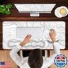 CICPLKSE Mouse Pad,Large Pink Desk Mat, 4in1 XXL Mousepad + Keyboard Wrist Rest+Mouse Wrist Rest+Coaster Set with Ergonomic Desk Pad for Home Office Table Computer-Minimalist Topographic Map