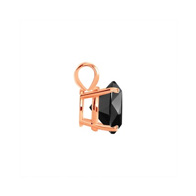 Pre-owned Shine Brite With A Diamond 3 Ct Round Cut Black Solid Real 14k Rose Gold Solitaire Pendant 18" Necklace In Pink