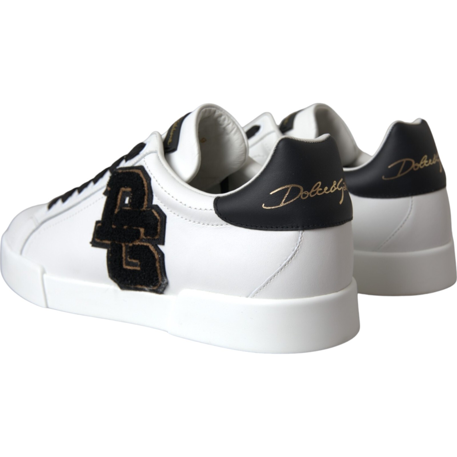 Pre-owned Dolce & Gabbana Shoes White Leather Dg Logo Casual Low Top Sneakers Eu40 / Us7