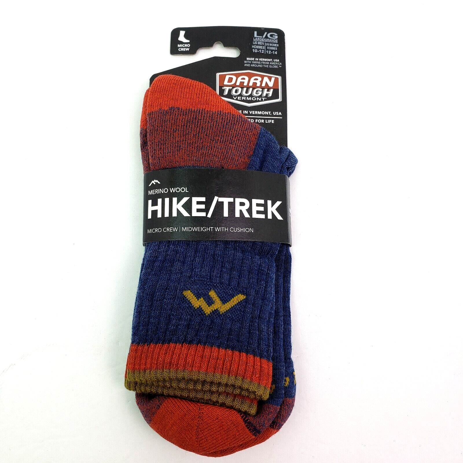 Darn Tough Vermont Mens Size L 10-12 Denim Merino Wool Hike Trek Boot Sock