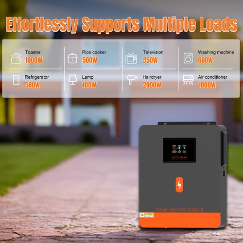 3600W 24V Solar Hybrid Inverter Off-Grid 110V 120AMPPT Charge Controller PV 500V