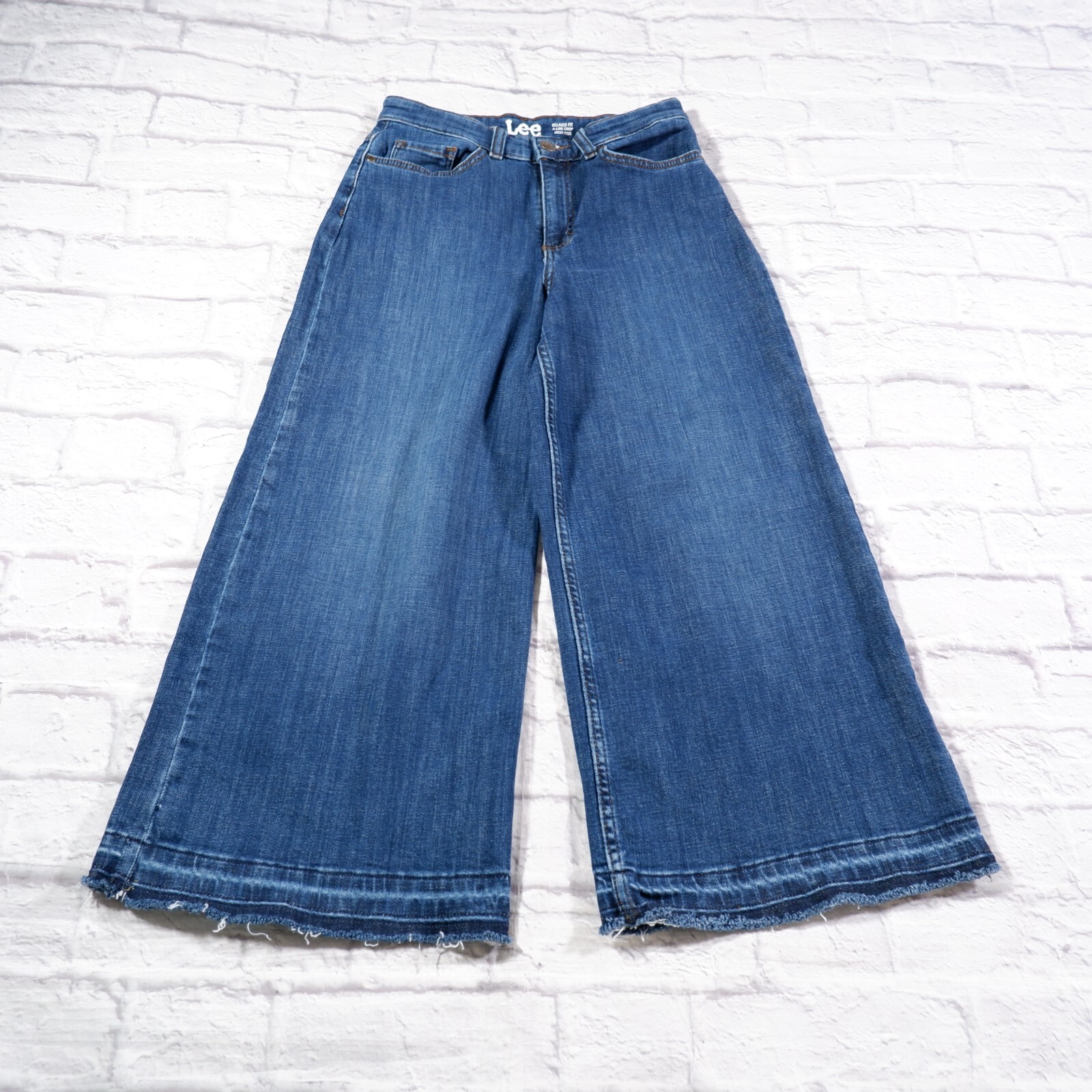 Lee Heritage Relaxed Fit A-Line Crop High Rise Womens Blue
