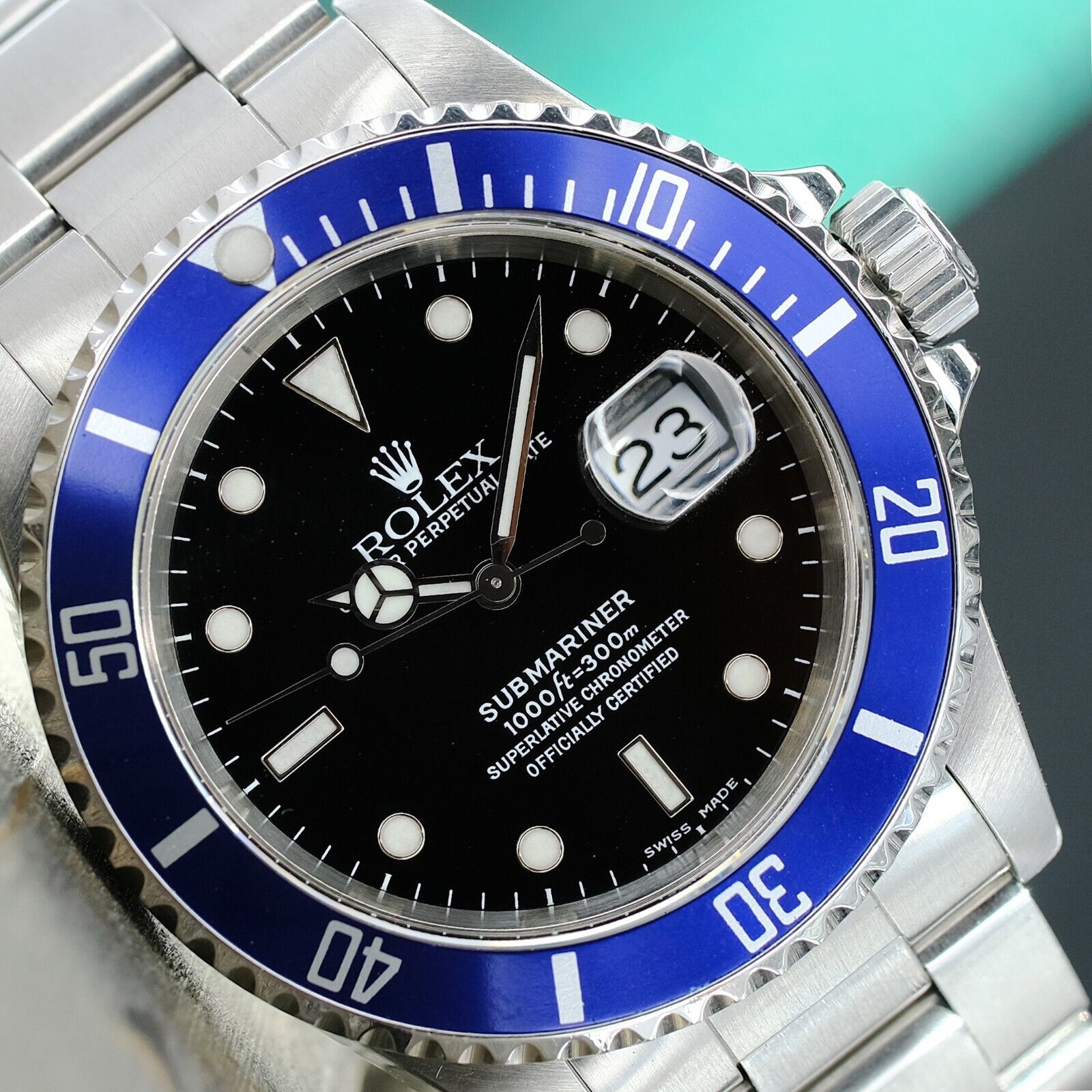 ROLEX SUBMARINER DATE MENS WATCH STEEL BLACK DIAL BLUE ROLEX SUBMARINER DATE MENS WATCH STEEL BLACK DIAL BLUE