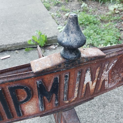 Antique 2 way double sided Porcelain Enamel Street Corner Sign 1930s Sunbury Oh