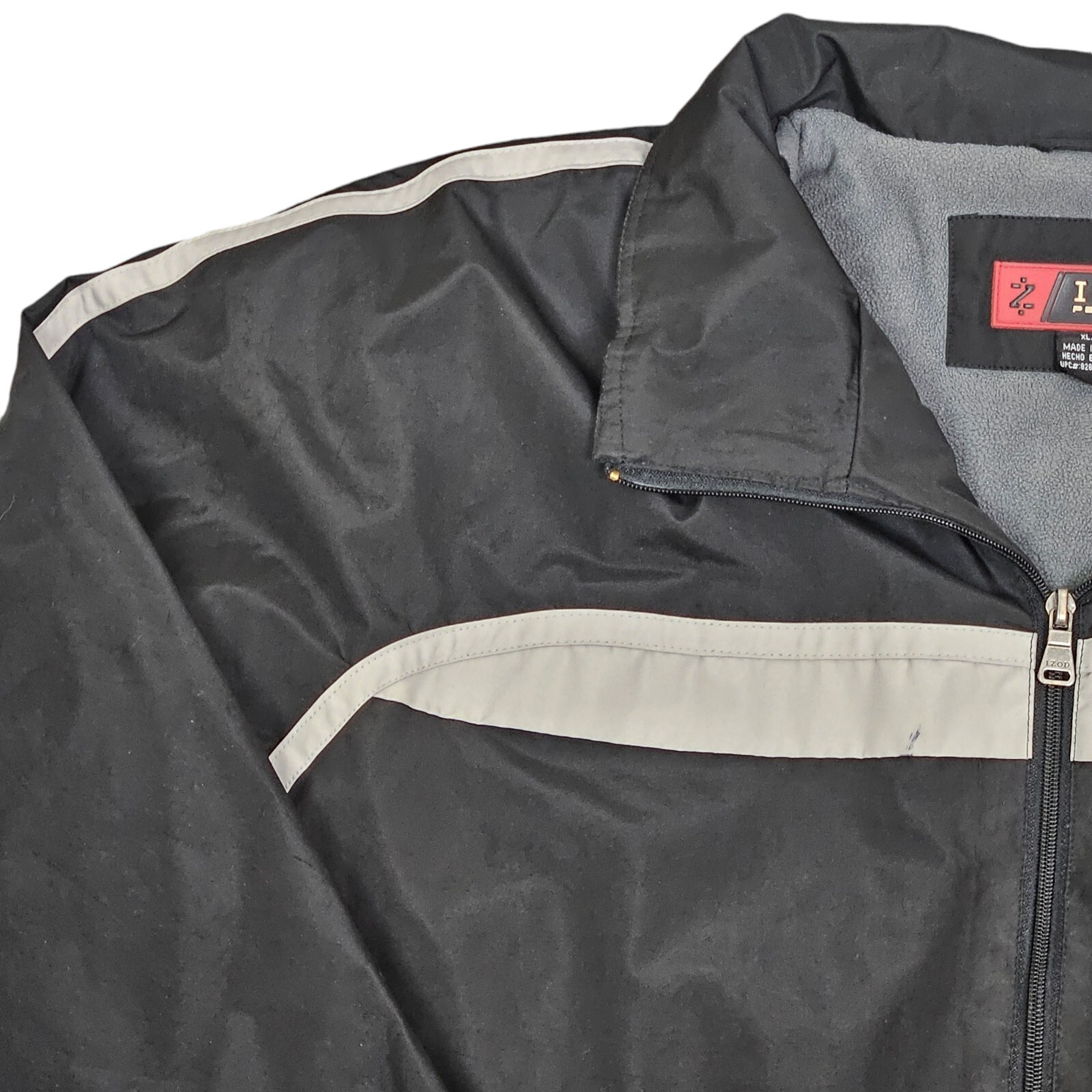 Izod PerformX Black Full Zip Fleece Lined Weatherproof Jacket Coat Size XLarge