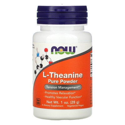 Now Foods L-Theanine Pure Powder 1 унция 28 г Гарантированное качество GMP, веганский,