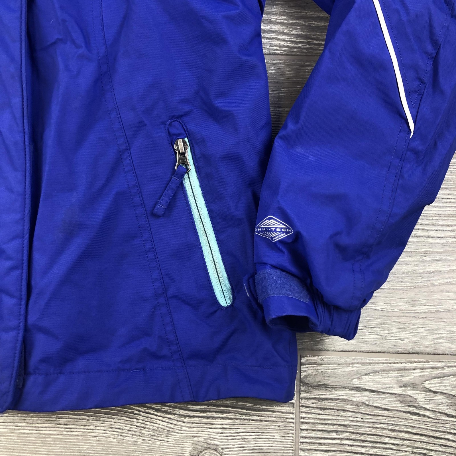 Columbia Interchange jacket shell youth boys girls kids hooded blue sz 10-12 U97